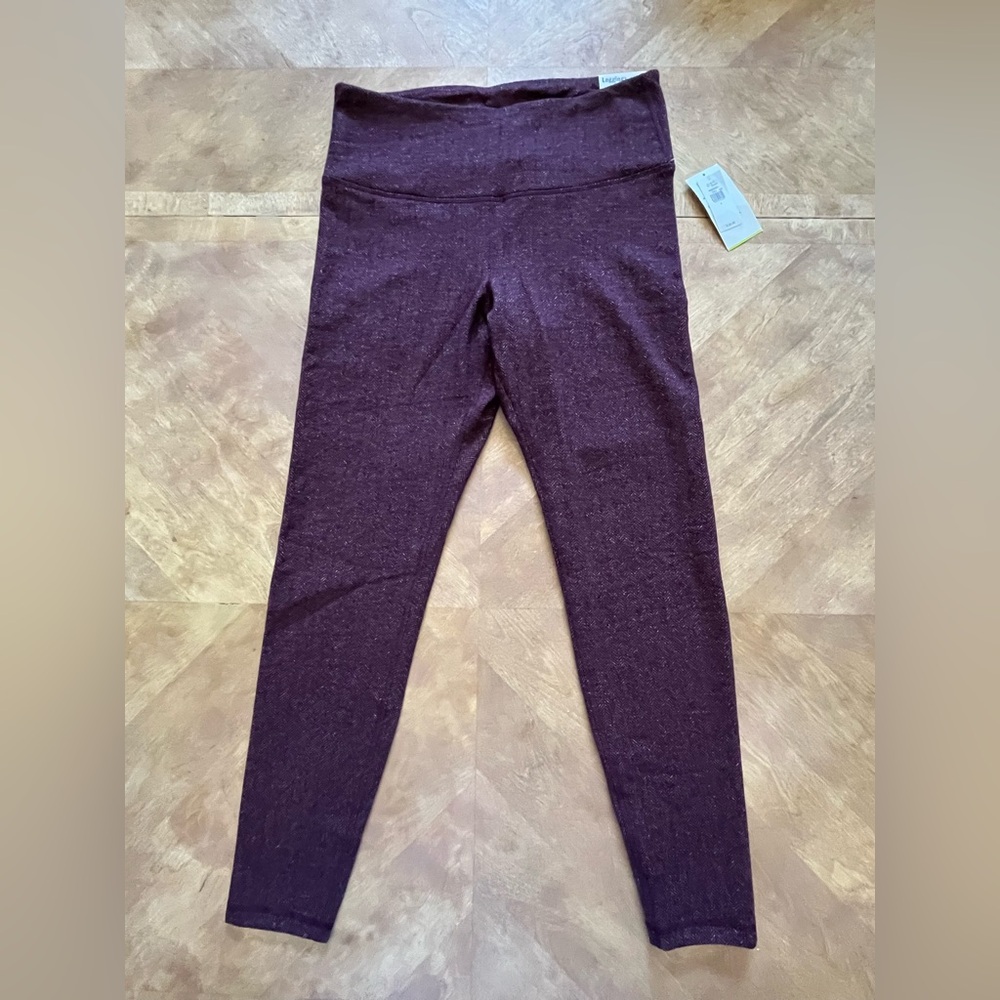 Old Navy Maroon & Tan Herringbone Leggings | Size L